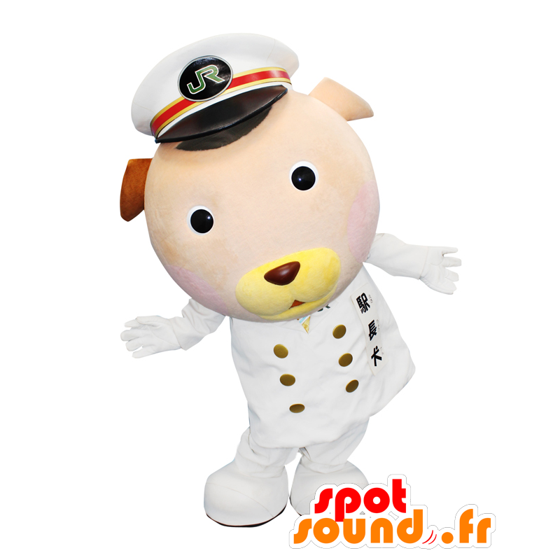 Vakthundmaskot, brun hund i kaptenens uniform - Spotsound maskot