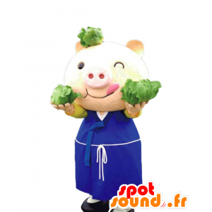 Μασκότ Kanna-kun, ροζ χοίρου με μπλε κιμονό - Ιαπωνικές μασκότ Yuru-Chara - MASFR27028 - SpotSound.fr