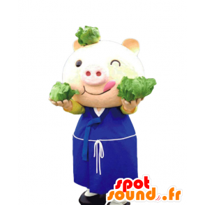 Μασκότ Kanna-kun, ροζ χοίρου με μπλε κιμονό - Ιαπωνικές μασκότ Yuru-Chara - MASFR27028 - SpotSound.fr