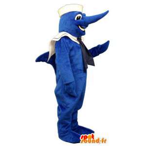 Mascot blue swordfish dressed sailor. Costumes swordfish - MASFR006995 - Mascots fish