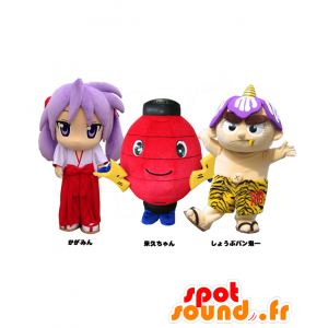 Mascottes Iris Brood Raihisa chan en Kagami - 3 mascottes - MASFR27033 - Yuru-Chara Japanse Mascottes
