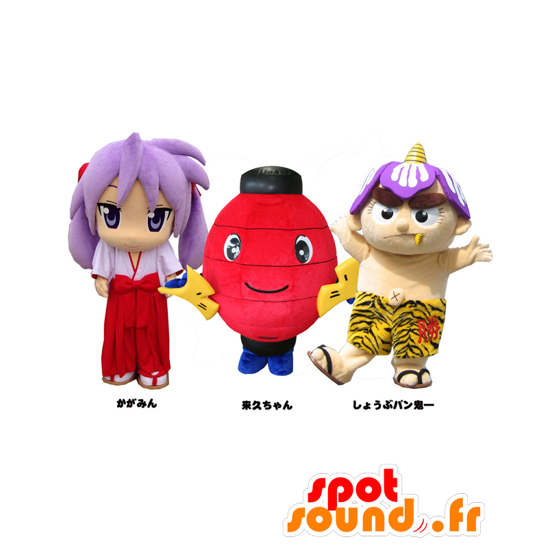 Mascots of Iris Pain, Raihisa chan och Kagami - 3 maskotar -