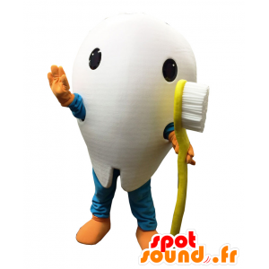Mascotte d'Iha-kun, dent blanche géante avec une brosse à dents - MASFR27035 - Mascottes Yuru-Chara Japonaises