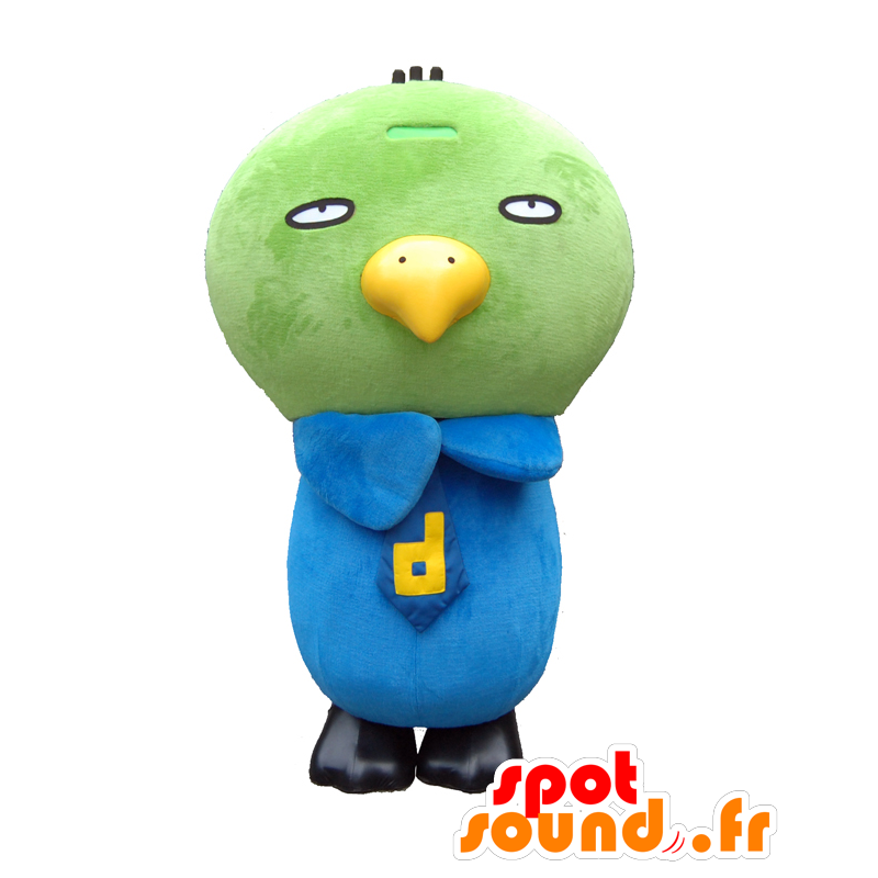 Mascot Dormy Inn Akihabara, vihreä ja sininen lintu, erittäin hauska - MASFR27036 - Mascottes Yuru-Chara Japonaises