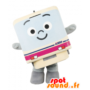 Mascot Katsura-kun, a giant train, pink blue white, smiling - MASFR27038 - Yuru-Chara Japanese mascots
