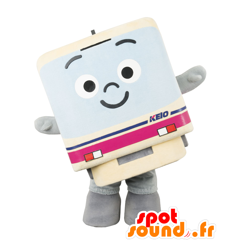 Mascotte Katsura-kun, un treno enorme, rosa bianco blu, sorridente - MASFR27038 - Yuru-Chara mascotte giapponese