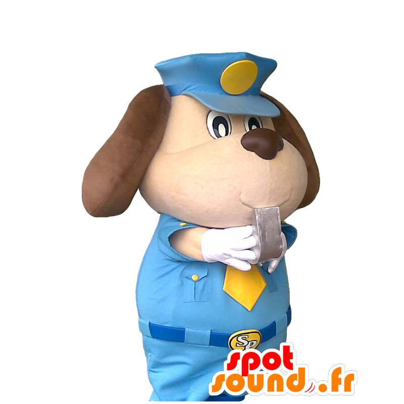 Whistle-kun maskot, polishund i blå uniform - Spotsound maskot