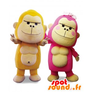 Mascoter af Gori Pop og Gorie, 2 farverige gorillaer -