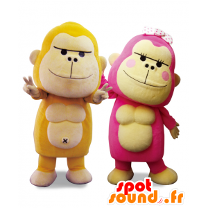 Maskoter Gori Pop og Gorie, 2 farget gorilla - MASFR27042 - Yuru-Chara japanske Mascots