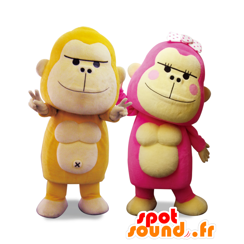 Maskottchen von Gori und Pop Gorie, 2 farbige gorilla - MASFR27042 - Yuru-Chara japanischen Maskottchen