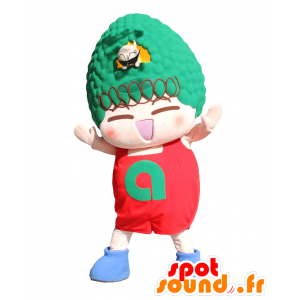 Muchacho mascota de PokaPoka con un penacho verde en la cabeza - MASFR27046 - Yuru-Chara mascotas japonesas