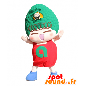 ポカポカのマスコット、頭に緑色の房を持った少年-MASFR27046-日本のゆるキャラのマスコット