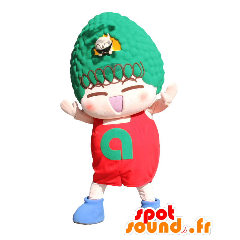 Muchacho mascota de PokaPoka con un penacho verde en la cabeza - MASFR27046 - Yuru-Chara mascotas japonesas