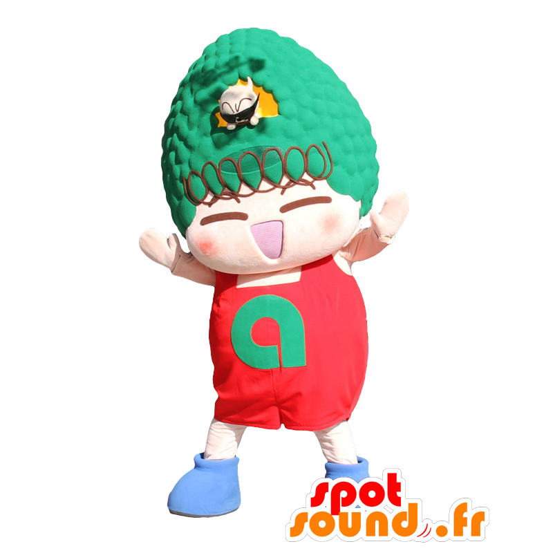 ポカポカのマスコット、頭に緑色の房を持った少年-MASFR27046-日本のゆるキャラのマスコット