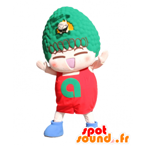 Muchacho mascota de PokaPoka con un penacho verde en la cabeza - MASFR27046 - Yuru-Chara mascotas japonesas