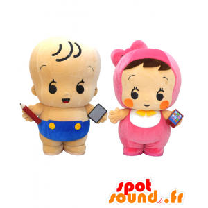 Mascots Sensasu Kun und Mirai chan - 2 Babys Maskottchen - MASFR27049 - Yuru-Chara japanischen Maskottchen