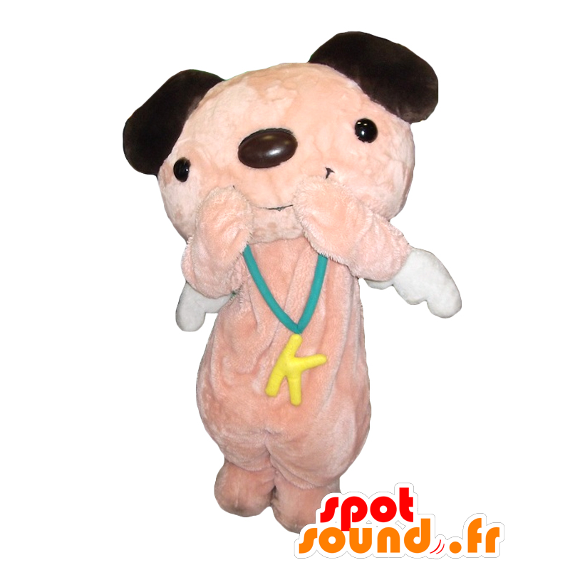 Mascotte de Kanae-chan, chien rose et marron avec des ailes - MASFR27050 - Mascottes Yuru-Chara Japonaises