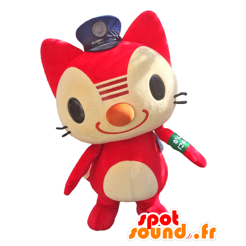 Kannyan mascot, red cat with a policeman's cap - MASFR27052 - Yuru-Chara Japanese mascots