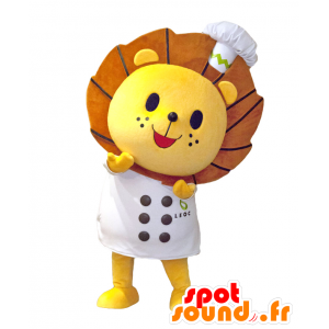 Mascotte de Reokkun, lion marron et jaune chef cuisinier - MASFR27055 - Mascottes Yuru-Chara Japonaises