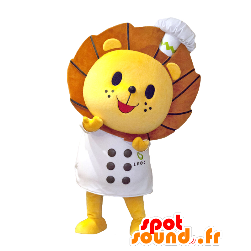Reokkun mascot, brown and yellow lion chef - MASFR27055 - Yuru-Chara Japanese mascots