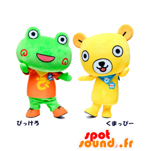 Mascottes de Pikkero et de Ku Mappy, une grenouille et un ours - MASFR27057 - Mascottes Yuru-Chara Japonaises