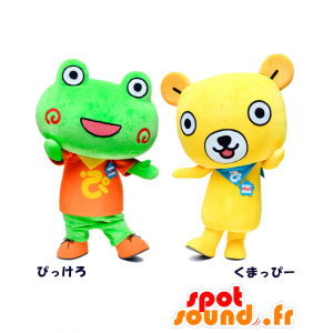 Mascots Pikkero and Ku Mappy, a frog and a bear - MASFR27057 - Yuru-Chara Japanese mascots