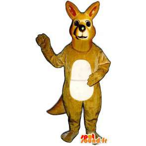 Mascotte de kangourou jaune beige, très réaliste - MASFR006998 - Mascottes Kangourou