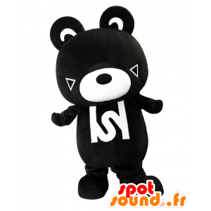 Mascotte de Black Well, nounours noir et blanc - MASFR27063 - Mascottes Yuru-Chara Japonaises