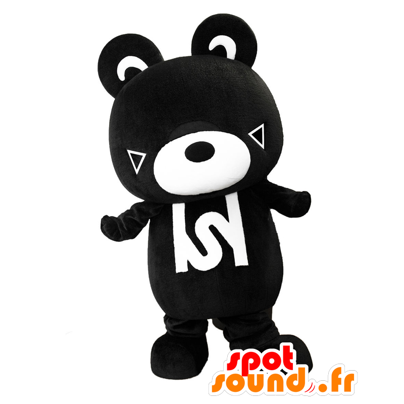 Mascotte de Black Well, nounours noir et blanc - MASFR27063 - Mascottes Yuru-Chara Japonaises