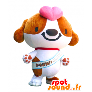 Koma-chan maskot, brun och vit hund - Spotsound maskot