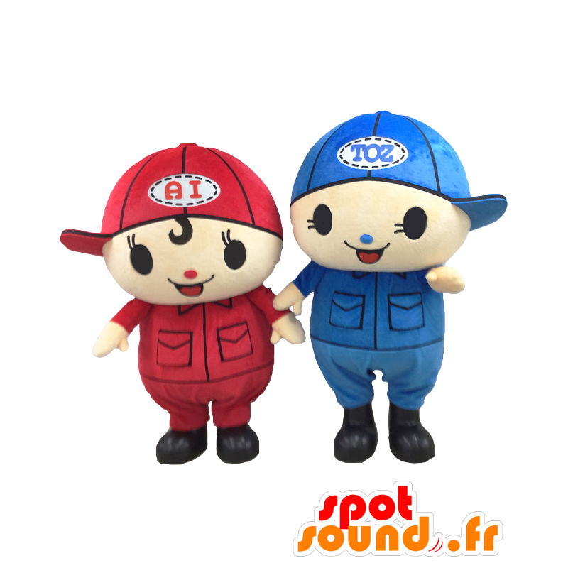 Ai-chan Maskottchen und Toss-Kun, zwei Kinder, ein Junge und ein Mädchen - MASFR27066 - Yuru-Chara japanischen Maskottchen