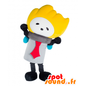 Mascotte de Kamato, personnage blond avec une cravate rouge - MASFR27079 - Mascottes Yuru-Chara Japonaises