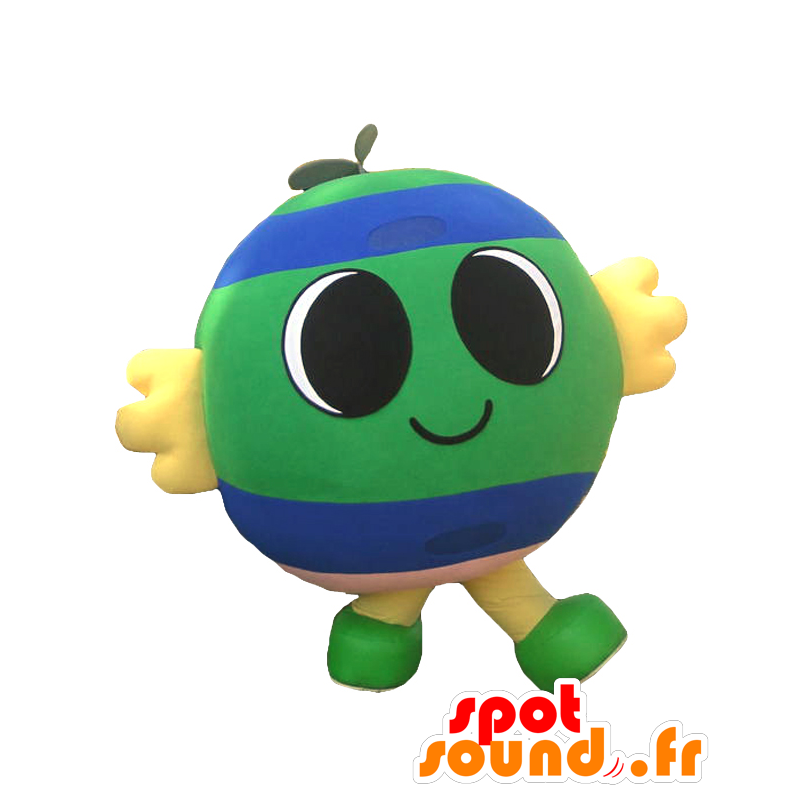 Mascot Ekomasan, round man, blue and green - MASFR27083 - Yuru-Chara Japanese mascots