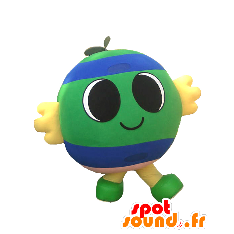 Mascotte d'Ekomasan, bonhomme rond, bleu et vert - MASFR27083 - Mascottes Yuru-Chara Japonaises