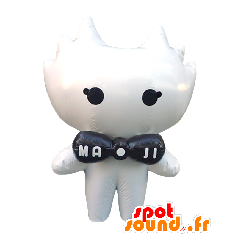 Maji kun maskot, kæmpe hvid kat med en slips - Spotsound maskot