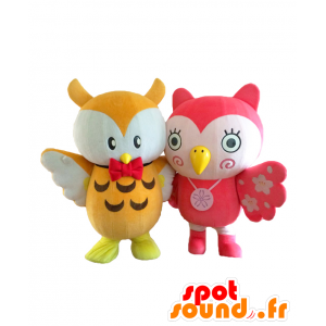 Maskoter Toshima Nanamaru og Yoshino, 2 fargerike ugler - MASFR27085 - Yuru-Chara japanske Mascots