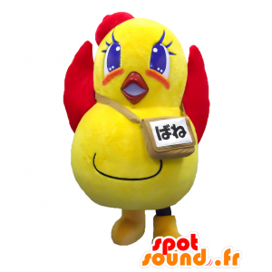 Jousi-chan maskotti, iso keltainen ja punainen jättiläinen kana - MASFR27087 - Mascottes Yuru-Chara Japonaises