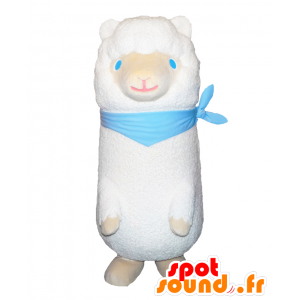 Andy mascotte, bianco e beige con gli occhi azzurri Lama - MASFR27088 - Yuru-Chara mascotte giapponese