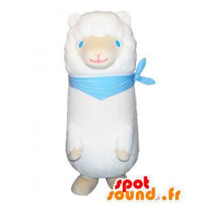Andy maskot, bílá a béžová lama s modrýma očima - MASFR27088 - Yuru-Chara japonské Maskoti