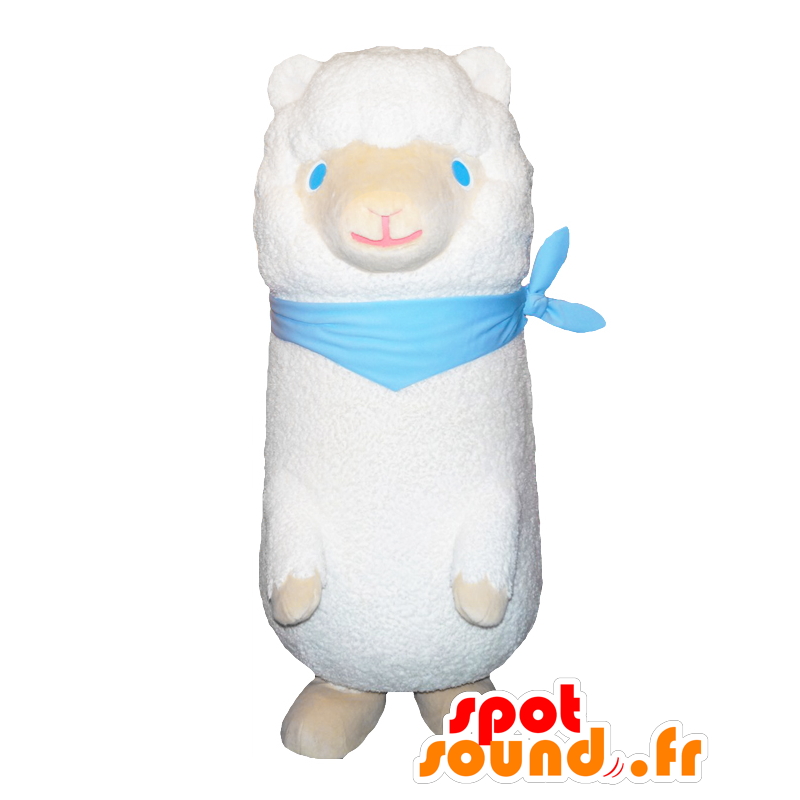 Andy Maskottchen, Weiß und Beige mit blauen Augen Lama - MASFR27088 - Yuru-Chara japanischen Maskottchen