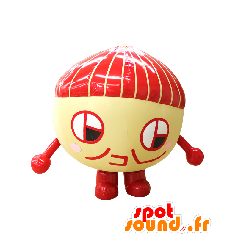 Hazelnut kun mascot, giant red and yellow hazelnut - MASFR27089 - Yuru-Chara Japanese mascots