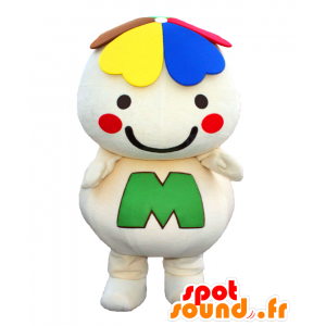 Mascotte de Midorin, bonhomme blanc, souriant avec un trèfle - MASFR27090 - Mascottes Yuru-Chara Japonaises