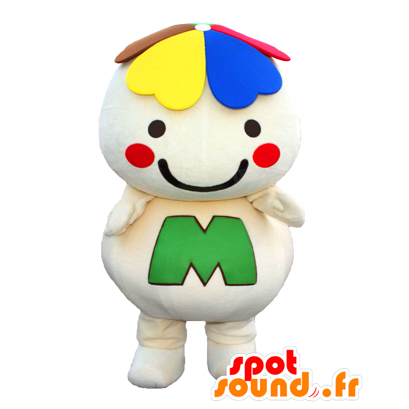 Midorin Maskottchen, weißer Mann, lächelnd mit einem Klee - MASFR27090 - Yuru-Chara japanischen Maskottchen
