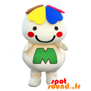 Mascotte de Midorin, bonhomme blanc, souriant avec un trèfle - MASFR27090 - Mascottes Yuru-Chara Japonaises