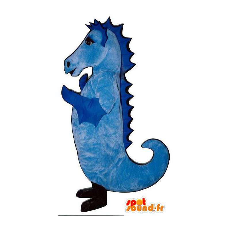Traje azul marinho. mascote hipocampo - MASFR007001 - Mascotes do oceano
