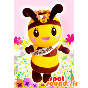 Maskot Harajuku Mikkoro, žlutý včelí a krásné hnědé - MASFR27092 - Yuru-Chara japonské Maskoti