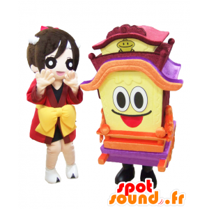 Mascotas de Hanshin y Matsuri-chan, una niña y una silla - MASFR27094 - Yuru-Chara mascotas japonesas