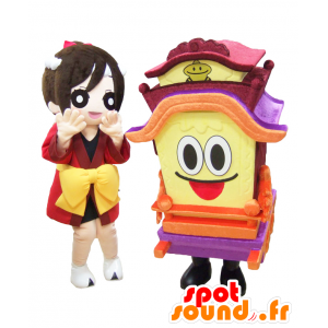 Mascots Hanshin und Matsuri-chan, ein Mädchen und ein Stuhl - MASFR27094 - Yuru-Chara japanischen Maskottchen