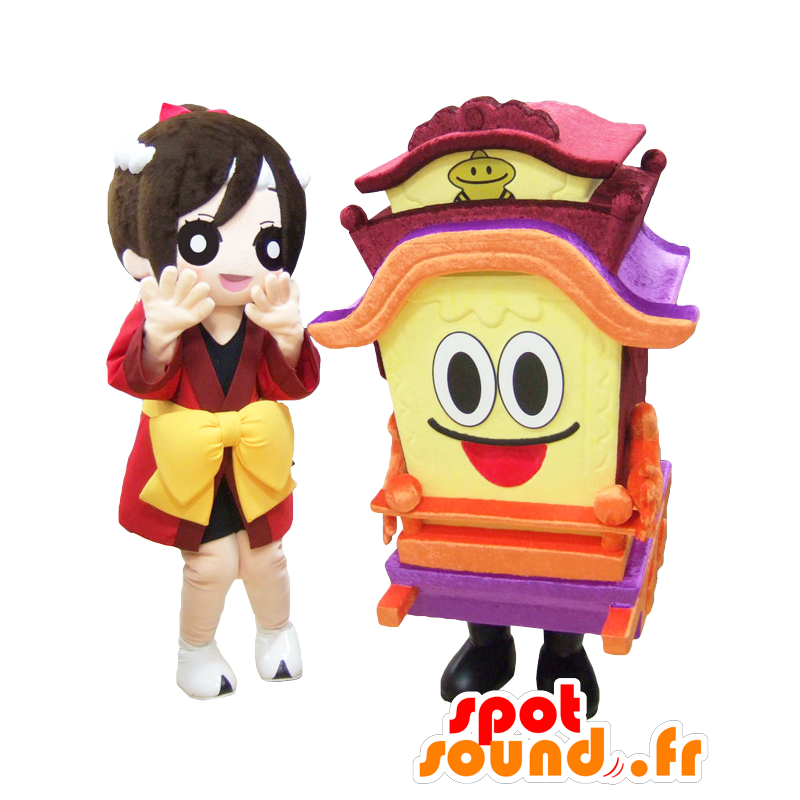 Mascotte Hanshin e Matsuri-chan, una ragazza e una sedia - MASFR27094 - Yuru-Chara mascotte giapponese