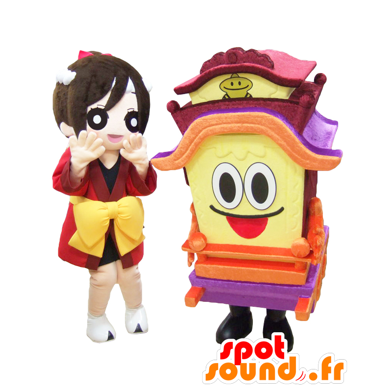 Mascotes Hanshin e Matsuri-chan, uma menina e uma cadeira - MASFR27094 - Yuru-Chara Mascotes japoneses